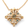 Anbinder Jewelry 14K Yellow Gold Jerusalem Cross Necklace with Blue Diamonds - 2
