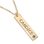 Sterling Silver or Gold Plated Vertical Bar Name Necklace with Birthstone - 2