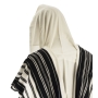 Talitania Chabad Black and White Wool Prayer Shawl - 2