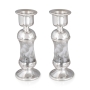 Chic Handcrafted Sterling Silver-Plated Glass Sabbath Candlesticks (White) - 3