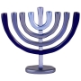 Yair Emanuel Anodized Aluminum Blue Gradient Classic Hanukkah Menorah  - 1