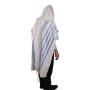 100% Cotton Prayer Shawl with Light Blue Stripes - 3