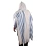 100% Cotton Prayer Shawl with Light Blue Stripes - 4