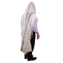 100% Cotton Prayer Shawl with Gray Stripes - Non-Slip - 2