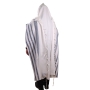 100% Cotton Prayer Shawl with Gray Stripes - Non-Slip - 5