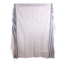 100% Cotton Prayer Shawl with Gray Stripes - Non-Slip - 6