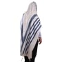 100% Cotton Tallit Prayer Shawl with Navy Blue Stripes - 4
