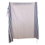 100% Cotton Tallit Prayer Shawl with Navy Blue Stripes - Non-Slip - 5