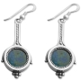 Rafael Jewelry Sterling Silver and Eilat Stone Abstract Filigree Teardrop Earrings - 1