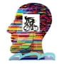 David Gerstein Colorful ‘Head with Cyclist’ Signed Sculpture   - 1