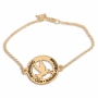 Double Thickness Gold-Plated Personalized Dove Bracelet (English or Hebrew) - 1