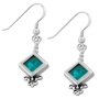Sterling Silver and Eilat Stone Art Deco Diamond Shaped Earrings - 2