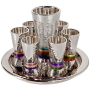 Yair Emanuel Hammered Nickel 8-Piece Kiddush Cup Set (Variety of Colors) - 2