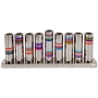 Yair Emanuel Hammered Nickel and Colorful Rings Cylindrical Hanukkah Menorah (Choice of Colors) - 3