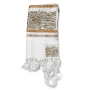 Yair Emanuel Fully Embroidered Cotton Jerusalem Tallit Prayer Shawl Set (White and Gold) - 6