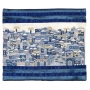 Yair Emanuel Fully Embroidered Cotton Jerusalem Prayer Shawl Set - Blue - 5