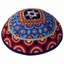 Yair Emanuel Embroidered Raw Silk Kippah with Stars of David (Choice of Color) - 3