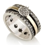 925 Silver & 9K Pomegranate Gold Spinning Ring with Cubic Zirconia - 1