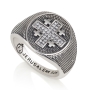 Emuna Studio 925 Sterling Silver Jerusalem Cross Ring With Zircon Stones - 1