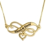Gold Plated Infinity Heart Necklace - Engraved in English - 1