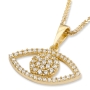 14K Yellow Gold Evil Eye Pendant Necklace with Cubic Zirconia - 2