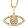 14K Yellow Gold Evil Eye Pendant Necklace with Cubic Zirconia - 3