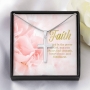 14K White Gold-Plated Latin Cross Necklace With Inspirational Gift Box – Faith - 2