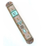 Handmade Turquoise Floral Messianic Grafted-In Mezuzah Case - 1