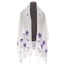 Galilee Silks Hand-Painted Silk Tallit Prayer Shawl With Floral Design - 1