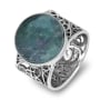 Sterling Silver Filigree Roman Glass Antique Ring - 1