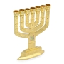 Gold-Plated 12 Tribes of Israel (Hoshen) 7-Branch Engraved Jerusalem Menorah  - 2