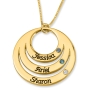 Gold-Plated Open Disk Mom Name Necklace with Birthstones (Hebrew/English) - 1