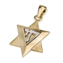 14K Gold Star of David with Chai Pendant - 2