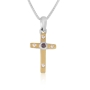Marina Jewelry Gold Plated Silver Cross Necklace with Garnet and Zircon Stones - 1