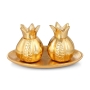Golden Pomegranate Candlesticks With Matching Tray - 1