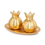 Golden Pomegranate Candlesticks With Matching Tray - 2