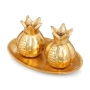 Golden Pomegranate Candlesticks With Matching Tray - 3
