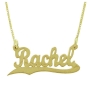  14K Yellow Gold Double Thickness Personalized Name Necklace - Script with Underline Scroll - 1