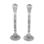 Traditional Yemenite Art Handcrafted Grand Sterling Silver Candlesticks With Filigree Design - 2