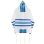 Ronit Gur Blue and Embroidered Swirls Tallit Prayer Shawl Set - 1