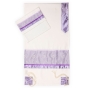 Ronit Gur Women's Off-White and Lilac Floral Prayer Shawl Set - 3