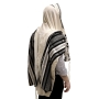 Handwoven Non-Slip Black & Silver Striped Prayer Shawl Set - Rikmat Elimelech - 1
