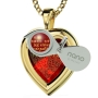 Gold Plated Heart Necklace with "I Love You" in 120 Languages - 11