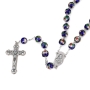Holyland Rosary Blue Cloisonné Rose Beaded Rosary With Crucifix and Virgin Mary - 4