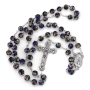 Holyland Rosary Blue Cloisonné Rose Beaded Rosary With Virgin Mary and Crucifix - 2