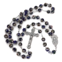 Holyland Rosary Blue Cloisonné Rose Beaded Rosary With Virgin Mary and Crucifix - 3