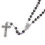 Holyland Rosary Blue Cloisonné Rose Beaded Rosary With Virgin Mary and Crucifix - 4