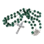 Holyland Rosary Green Glass Beaded Rosary With Holy Family and Crucifix - 2