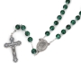 Holyland Rosary Green Glass Beaded Rosary With Holy Family and Crucifix - 3