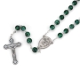 Holyland Rosary Green Glass Beaded Rosary With Holy Family and Crucifix - 4